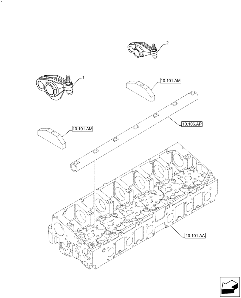 Схема запчастей Case F2CFE614A A010 - (10.106.AO) - ROCKER ARM (10) - ENGINE