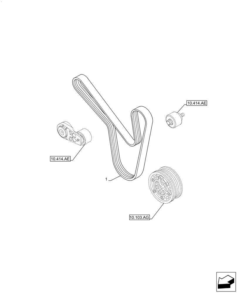 Схема запчастей Case F2CFA614A E010 - (10.414.BE) - BELT (10) - ENGINE