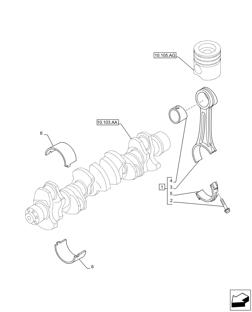 Схема запчастей Case F2CFE614A A010 - (10.105.AB) - CONNECTING ROD (10) - ENGINE