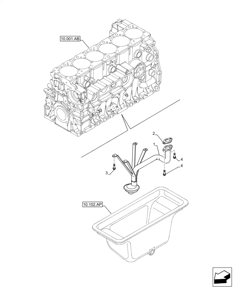 Схема запчастей Case F2CFA614A E010 - (10.304.AL) - SUCTION PIPE (10) - ENGINE