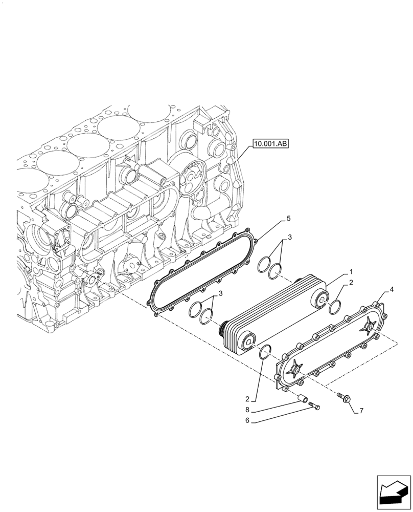 Схема запчастей Case F2CFA614A E010 - (10.408.AC) - ENGINE, HEAT EXCHANGER (10) - ENGINE