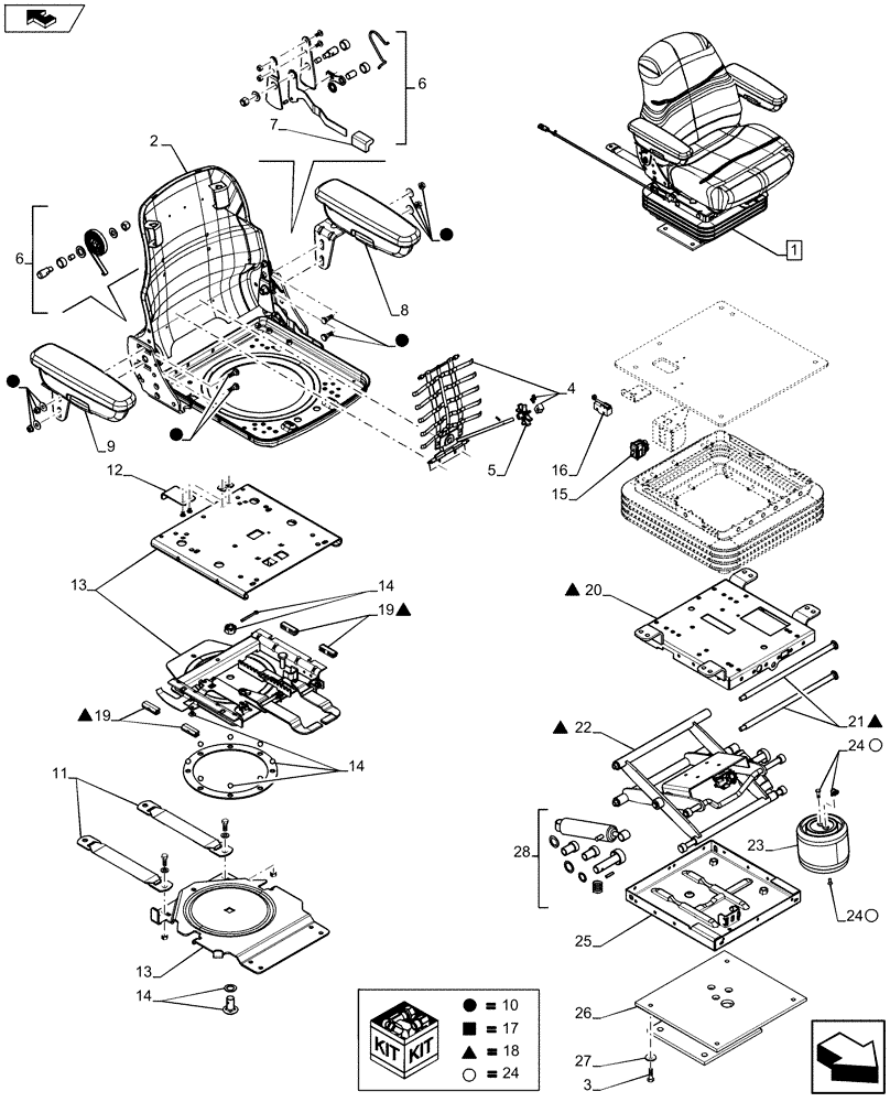 Схема запчастей Case 580SM - (90.120.02[02]) - SEAT, ASSY (AIR SUSPENSION) (90) - PLATFORM, CAB, BODYWORK AND DECALS