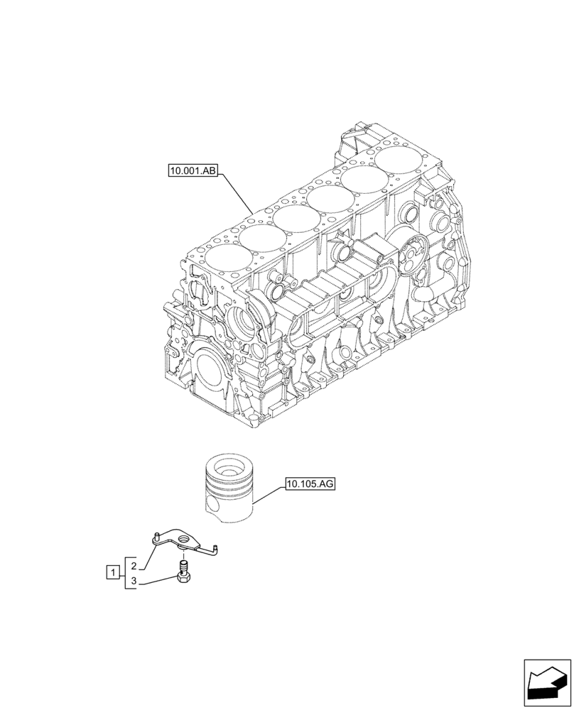 Схема запчастей Case F2CFA614A E010 - (10.304.AR) - PISTON COOLING NOZZLE (10) - ENGINE