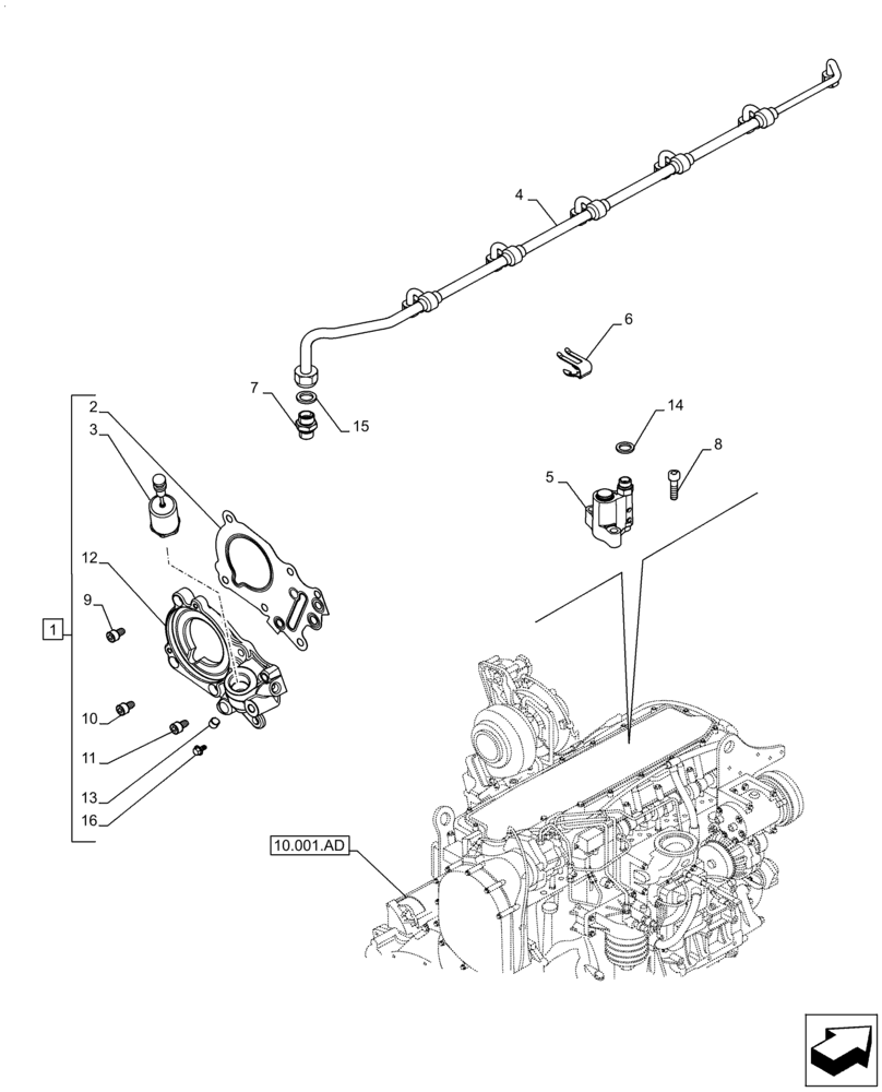 Схема запчастей Case F2CFA614A E010 - (10.120.AA) - ENGINE, BRAKE (10) - ENGINE