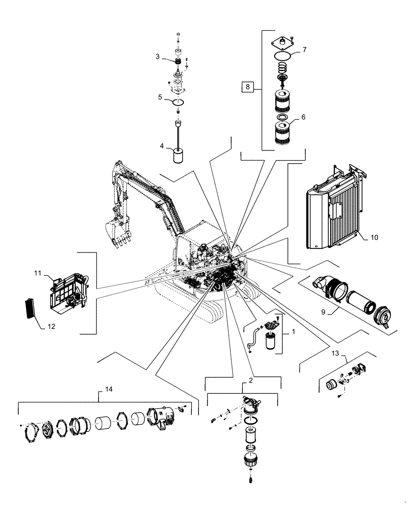 Схема запчастей Case CX55B - (05.100.03[01]) - FILTERS (05) - SERVICE & MAINTENANCE