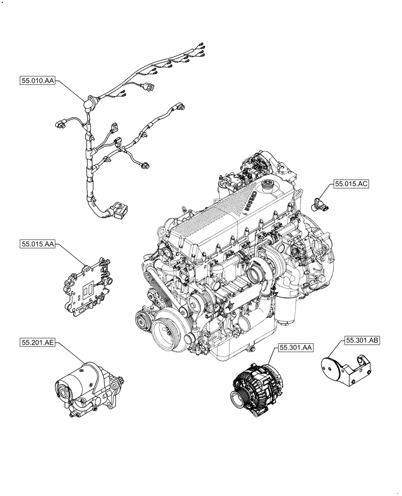 Схема запчастей Case F2CFA614A E010 - (00.000.55) - PICTORIAL INDEX - ELECTRICAL SYSTEMS (00) - GENERAL & PICTORIAL INDEX