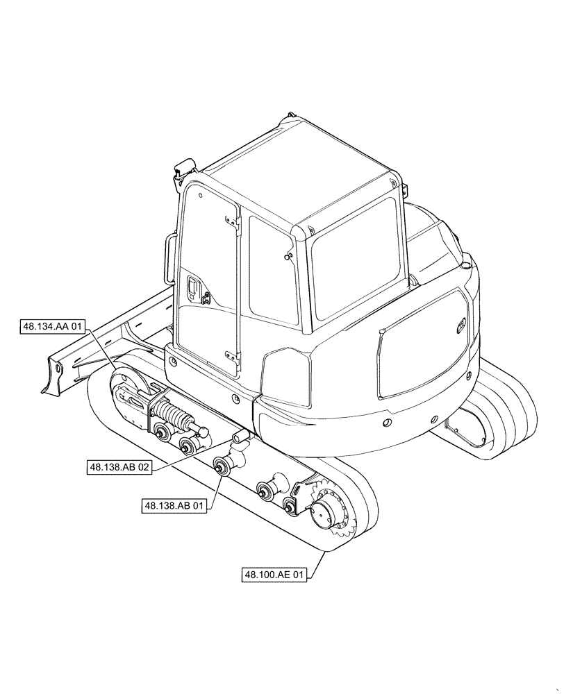 Схема запчастей Case CX55B - (00.000.48[01]) - PICTORIAL INDEX - TRACKS AND TRACK SUSPENSION (00) - GENERAL & PICTORIAL INDEX