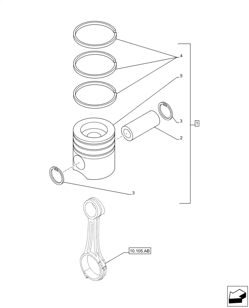 Схема запчастей Case F2CFA614A E010 - (10.105.AG) - PISTONS (10) - ENGINE