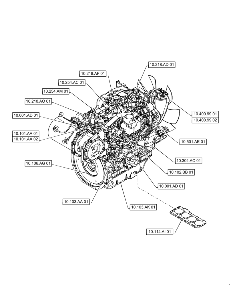 Схема запчастей Case CX55B - (10.000.00[02]) - SECTION INDEX - ENGINE (10) - ENGINE