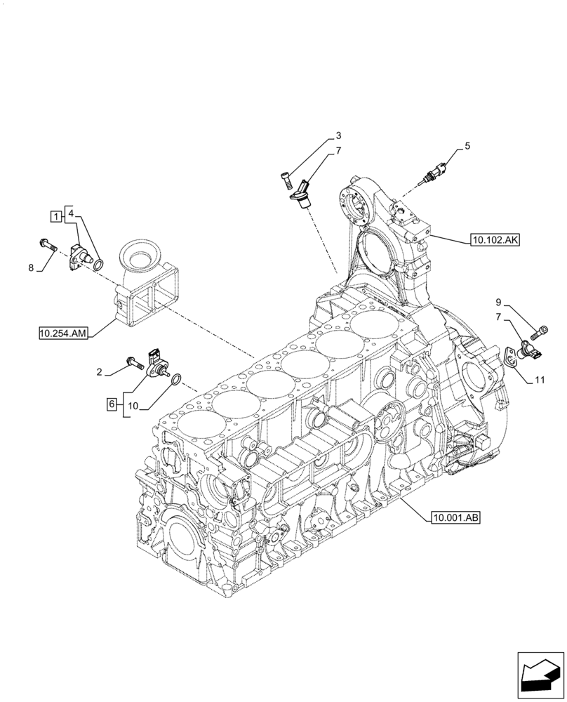 Схема запчастей Case F2CFE614A A010 - (55.015.AC) - ENGINE, SENSOR (55) - ELECTRICAL SYSTEMS