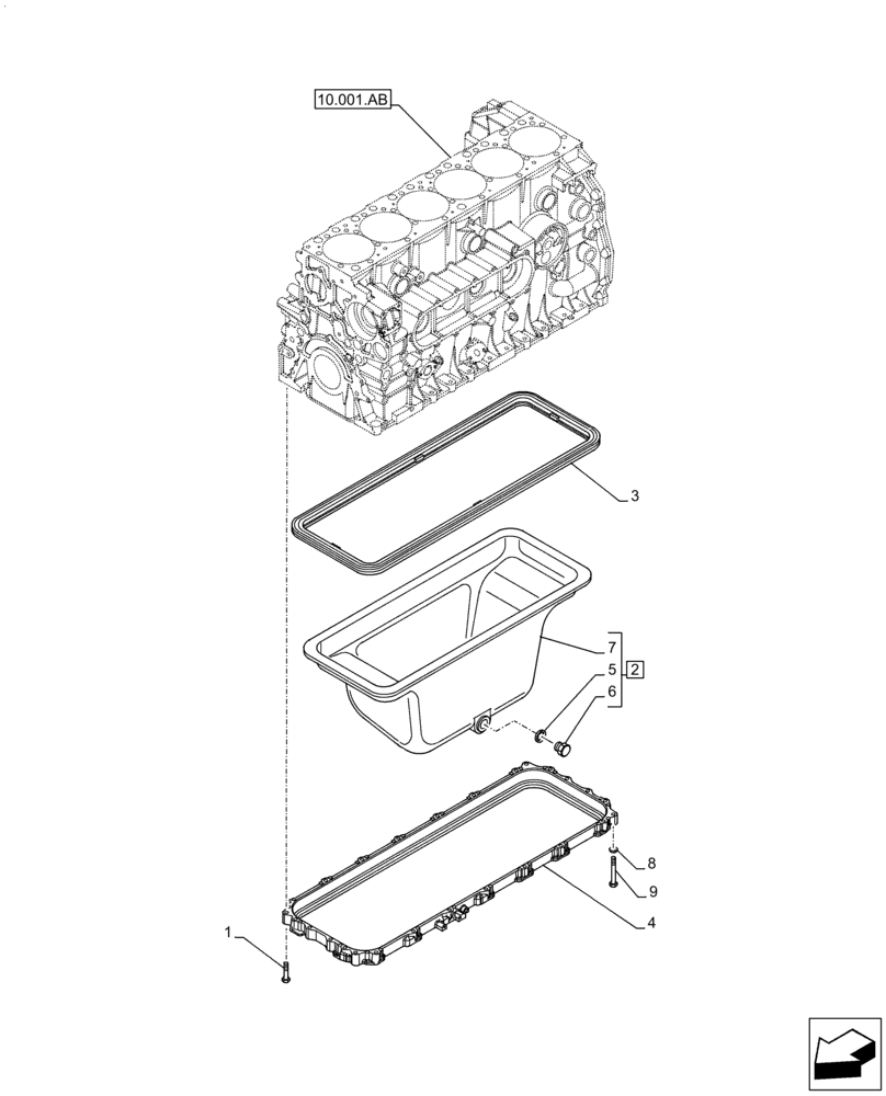 Схема запчастей Case F2CFE614A A010 - (10.102.AP) - ENGINE OIL PAN (10) - ENGINE