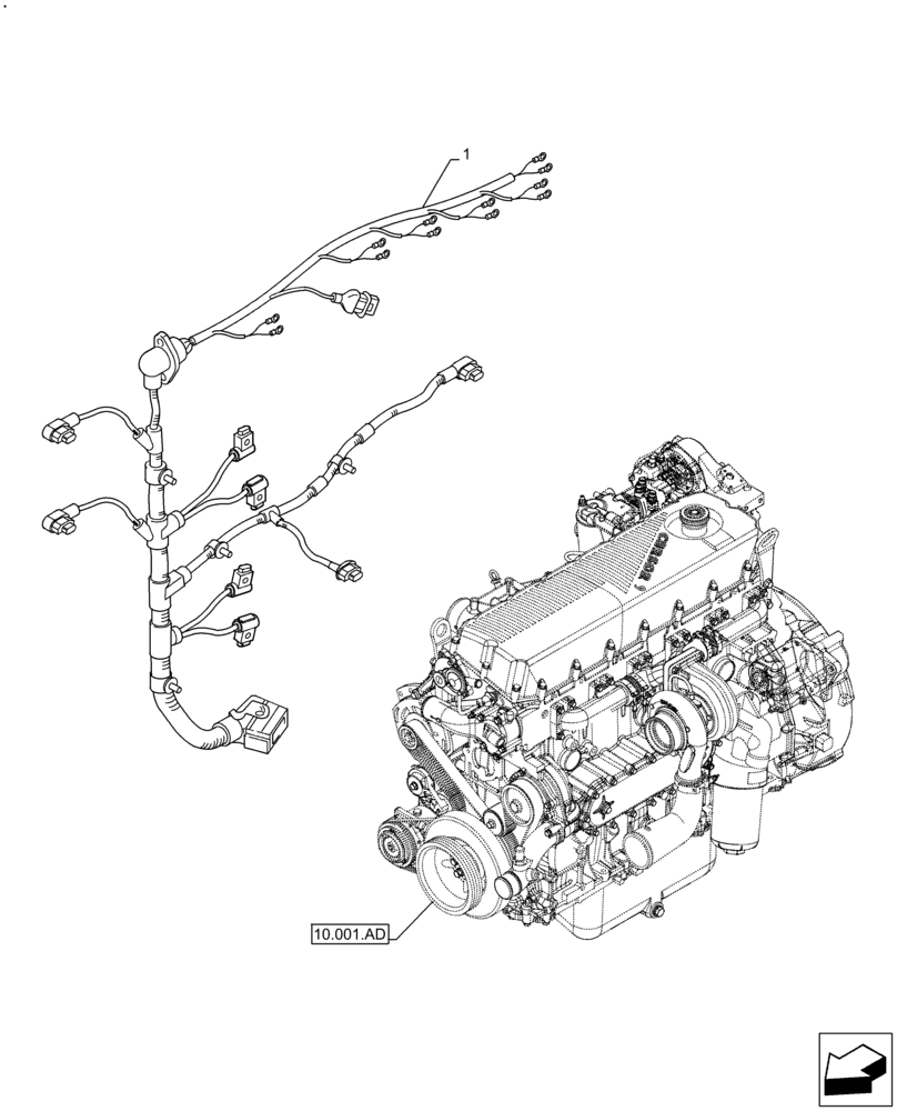 Схема запчастей Case F2CFA614A E010 - (55.010.AA) - ENGINE, CABLE (55) - ELECTRICAL SYSTEMS