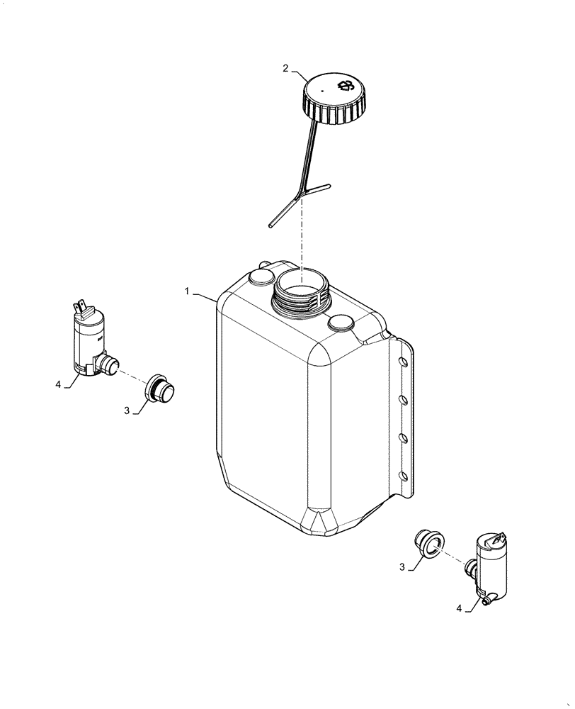 Схема запчастей Case 621F - (55.518.AT[02]) - WASHER BOTTLE ASSEMBLY (55) - ELECTRICAL SYSTEMS