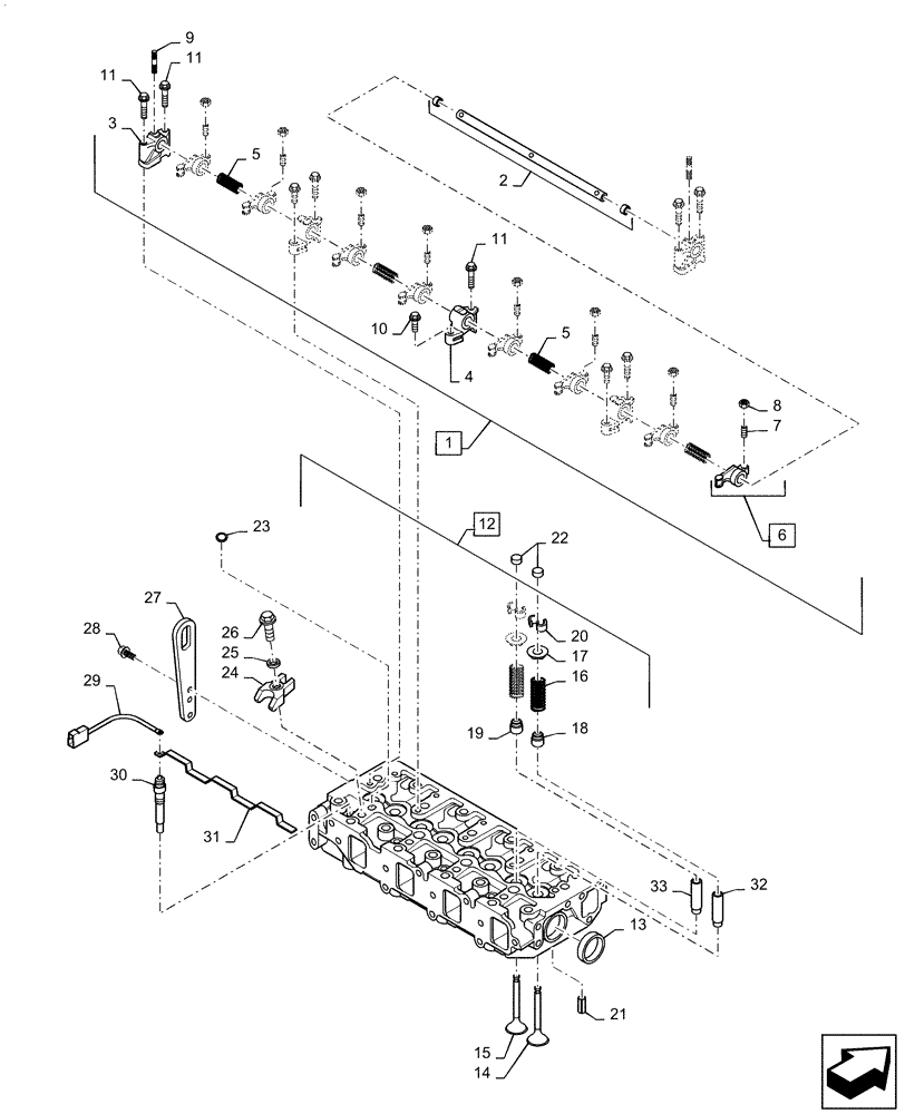 Схема запчастей Case CX55B - (10.101.AA[01]) - CYLINDER HEAD AND BONNET (10) - ENGINE