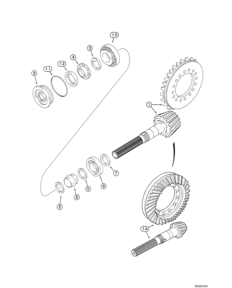 Схема запчастей Case 580SM - (06-43) - AXLE, REAR DRIVE - RING AND PINION (06) - POWER TRAIN