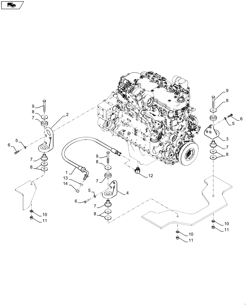 Схема запчастей Case 921F - (10.001.AK) - ENGINE MOUNTING (10) - ENGINE