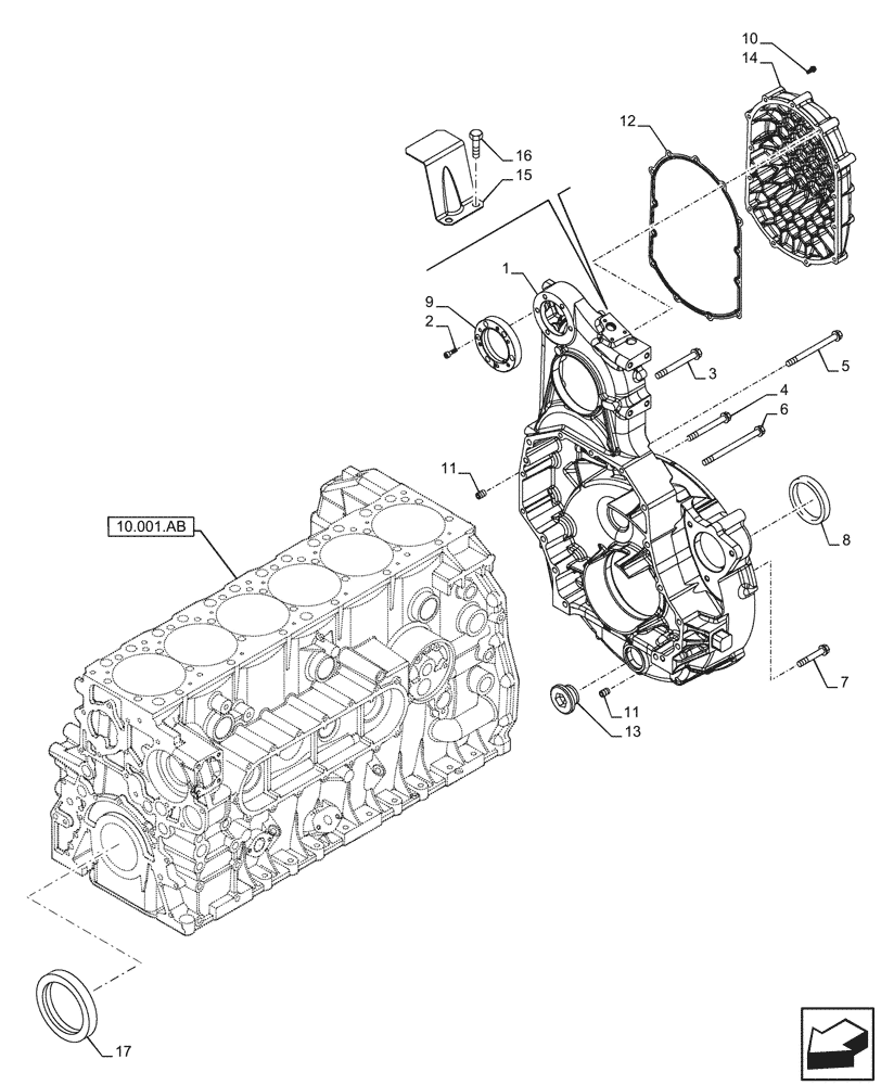 Схема запчастей Case F2CFE614A A011 - (10.102.AK) - CRANKCASE, COVER (10) - ENGINE