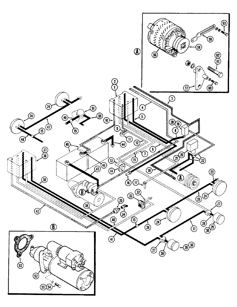 Схема запчастей Case W12 - (046) - CHASSIS ELECTRICAL W/STD. ALTERNATOR, (STANDARD 45 AMP) (04) - ELECTRICAL SYSTEMS