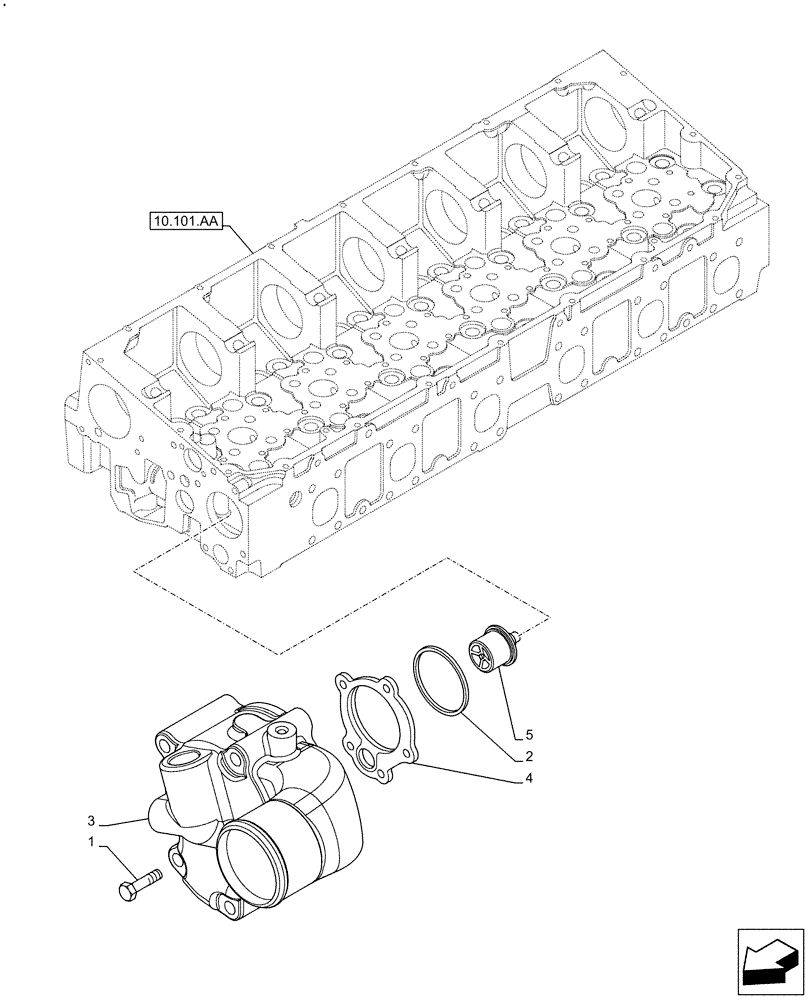 Схема запчастей Case F2CFA614A E011 - (10.400.BC) - THERMOSTAT (10) - ENGINE