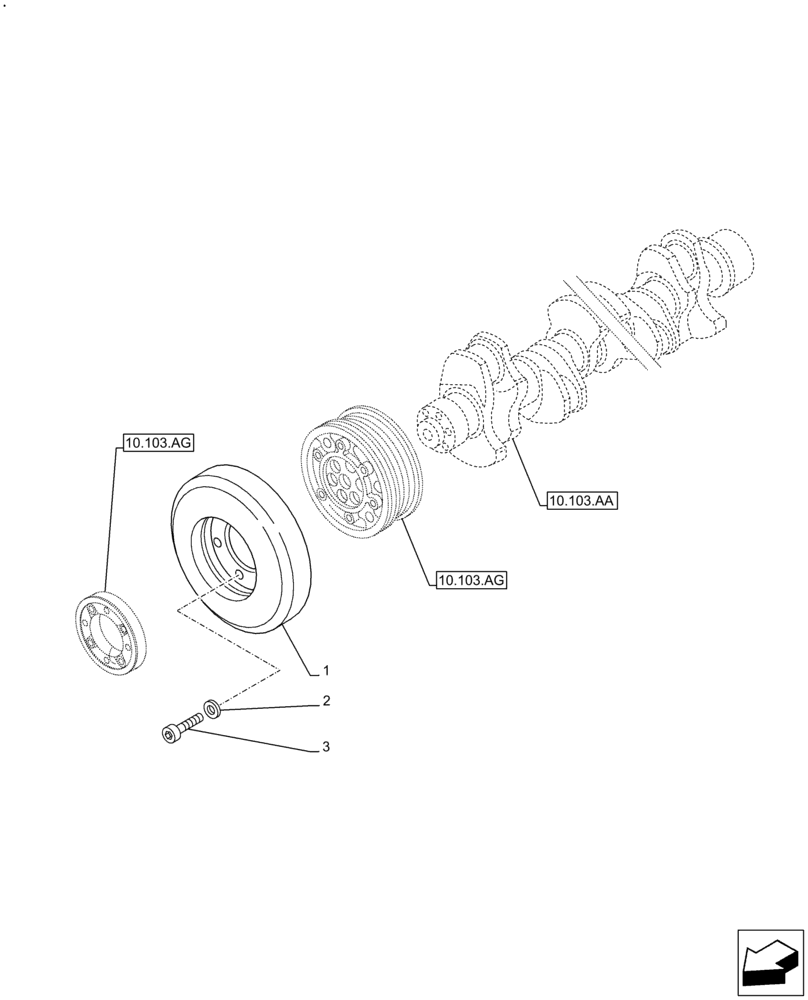 Схема запчастей Case F2CFA614A E011 - (10.110.AD) - CRANKSHAFT, DAMPER (10) - ENGINE