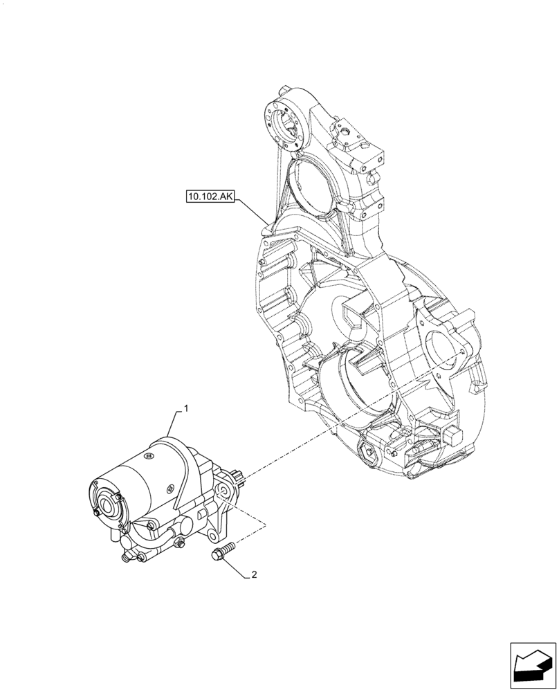 Схема запчастей Case F2CFE614A A011 - (55.201.AE) - ENGINE, STARTER (55) - ELECTRICAL SYSTEMS