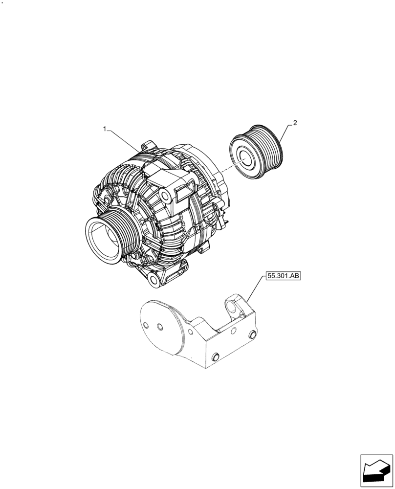 Схема запчастей Case F2CFA614A E011 - (55.301.AA) - ALTERNATOR (55) - ELECTRICAL SYSTEMS