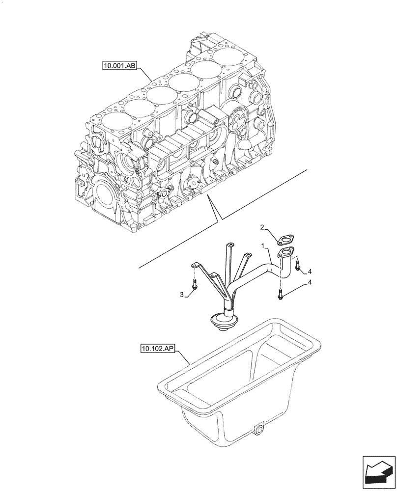 Схема запчастей Case F2CFA614A E011 - (10.304.AL) - SUCTION PIPE (10) - ENGINE