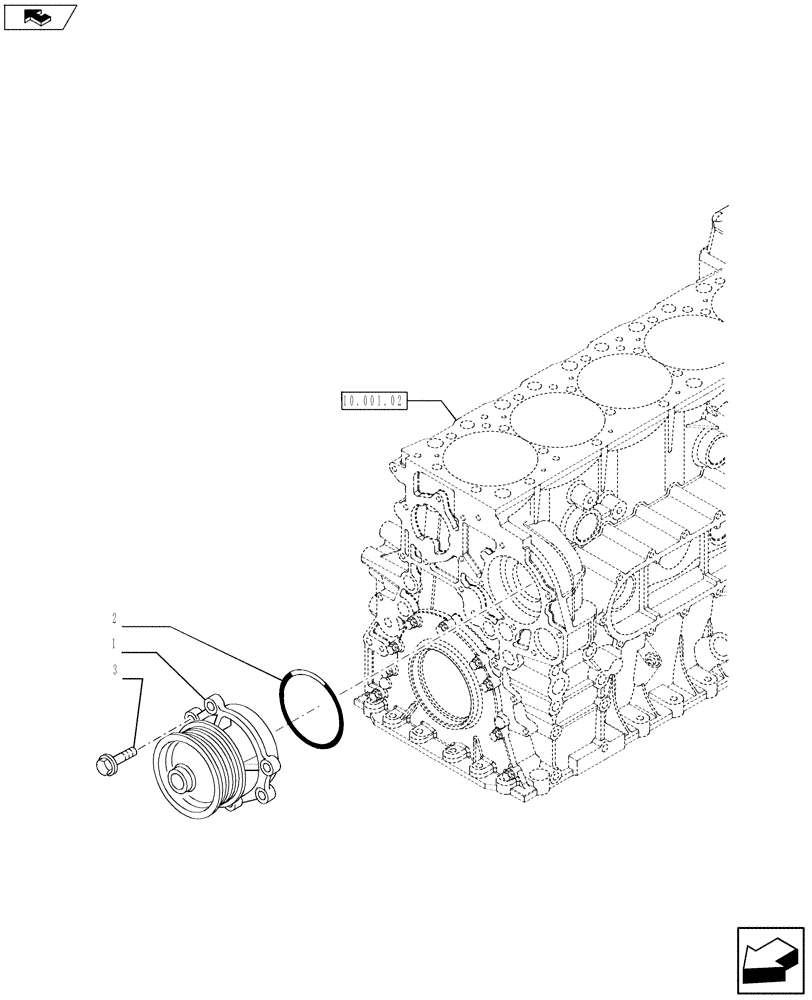 Схема запчастей Case F2CFE614A A013 - (10.402.02) - WATER PUMP & RELATED PARTS (504361542) (01) - ENGINE