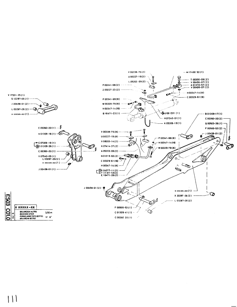 Схема запчастей Case SC150L - (111) - BACKHOE STICK 