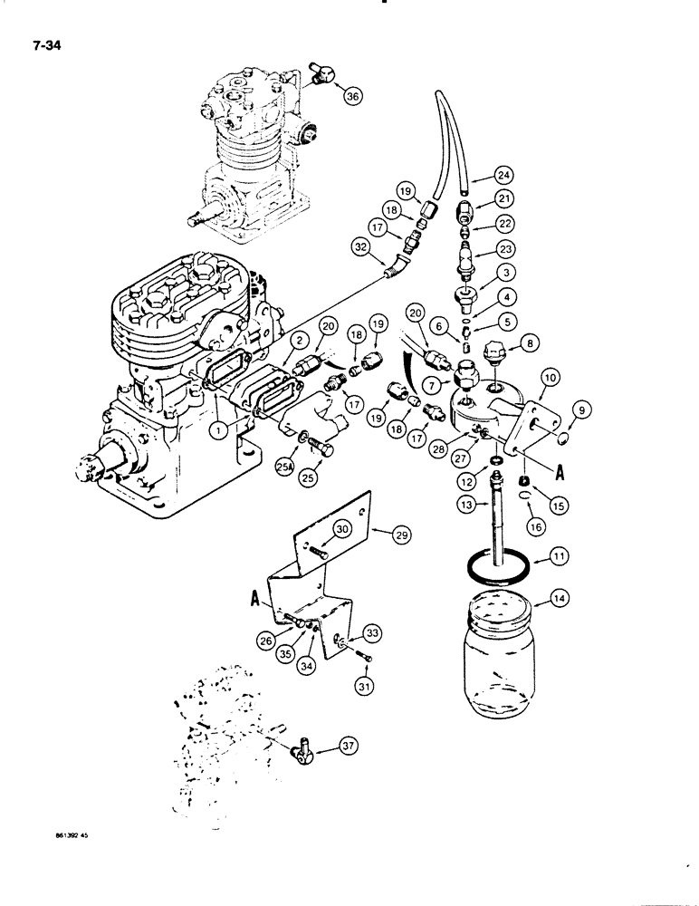 Схема запчастей Case W18B - (7-34) - ALCOHOL EVAPORATOR (07) - BRAKES