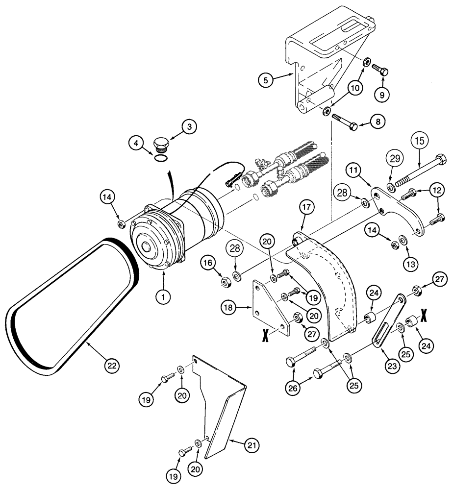 Схема запчастей Case 921C - (09-67) - AIR CONDITIONING - COMPRESSOR MOUNTING (09) - CHASSIS