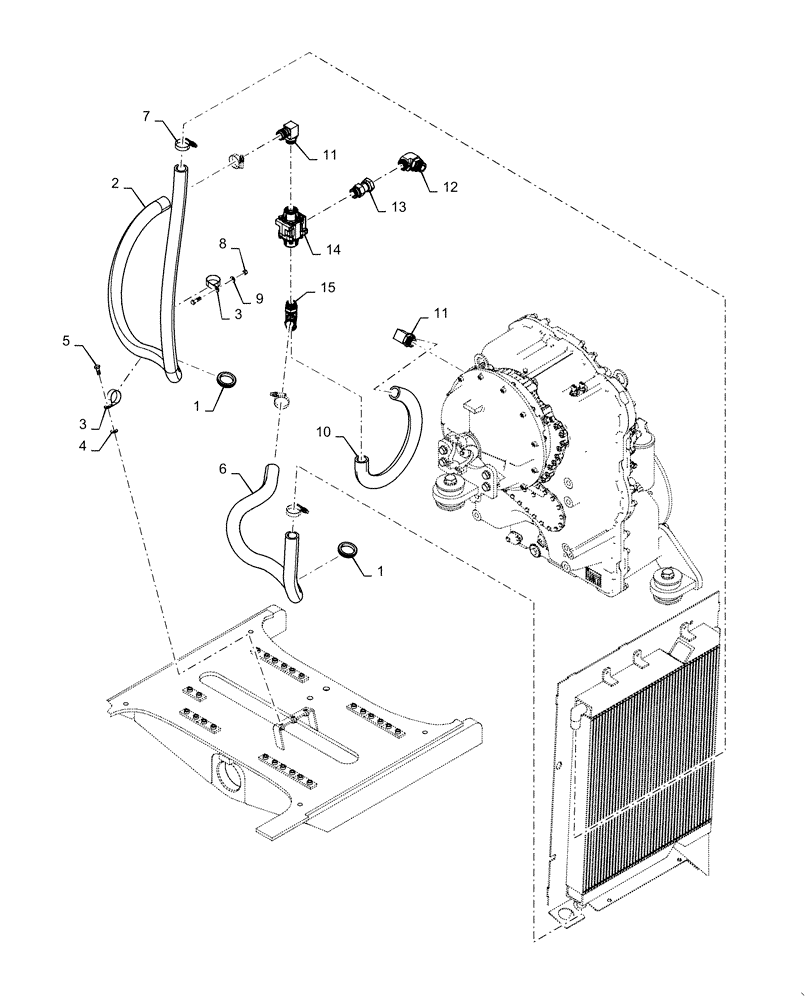 Схема запчастей Case 821F - (21.105.BL) - LUBRICATION LINES (21) - TRANSMISSION