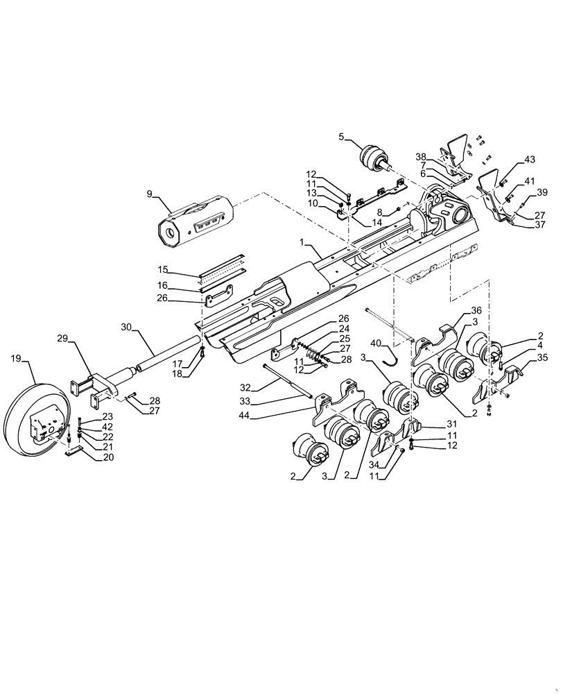 Схема запчастей Case 2050M LT - (48.138.AB[04]) - UNDERCARRIAGE FRAME LT (48) - TRACKS & TRACK SUSPENSION