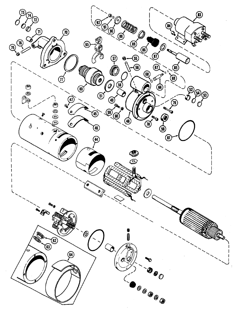 Схема запчастей Case W20 - (054) - D42964 STARTER, USED PRIOR TO TRAC. SERIAL NO. 9115403 (CONTINUATION) (04) - ELECTRICAL SYSTEMS