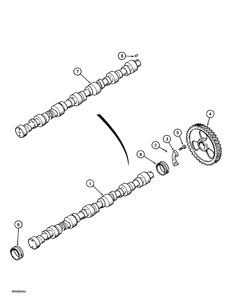 Схема запчастей Case 721B - (2-34) - CAMSHAFT, 6T-830 ENGINE, PRIOR TO LOADER P.I.N. JEE053200 (02) - ENGINE