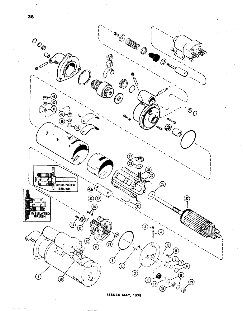 Схема запчастей Case W24B - (038) - D42964 STARTER, (504BD) DIESEL ENGINE, USED WITHOUT INSTRUMENT CLUSTER (04) - ELECTRICAL SYSTEMS