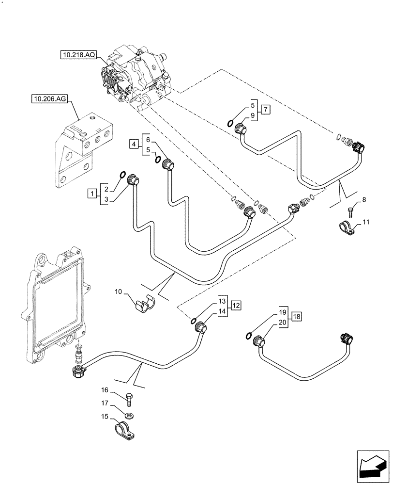 Схема запчастей Case F4HFA613K E003 - (10.210.AF) - FUEL LINE (10) - ENGINE