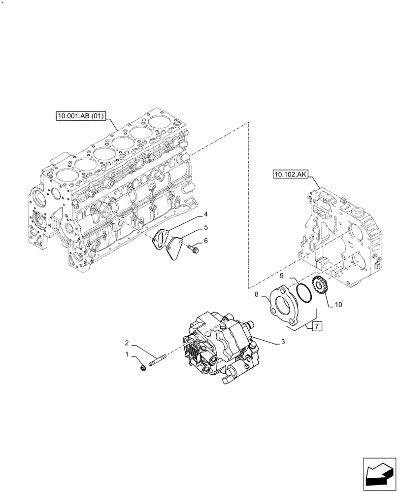 Схема запчастей Case F4HFA613K E003 - (10.218.AQ) - FUEL INJECTION PUMP (10) - ENGINE