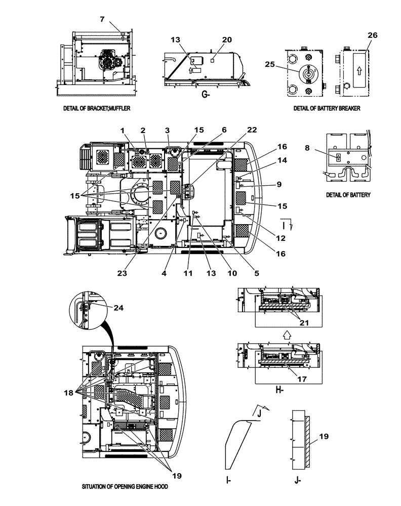 Схема запчастей Case CX470C - (09-402-00[01]) - DECALS (05.1) - UPPERSTRUCTURE CHASSIS/ATTACHMENTS