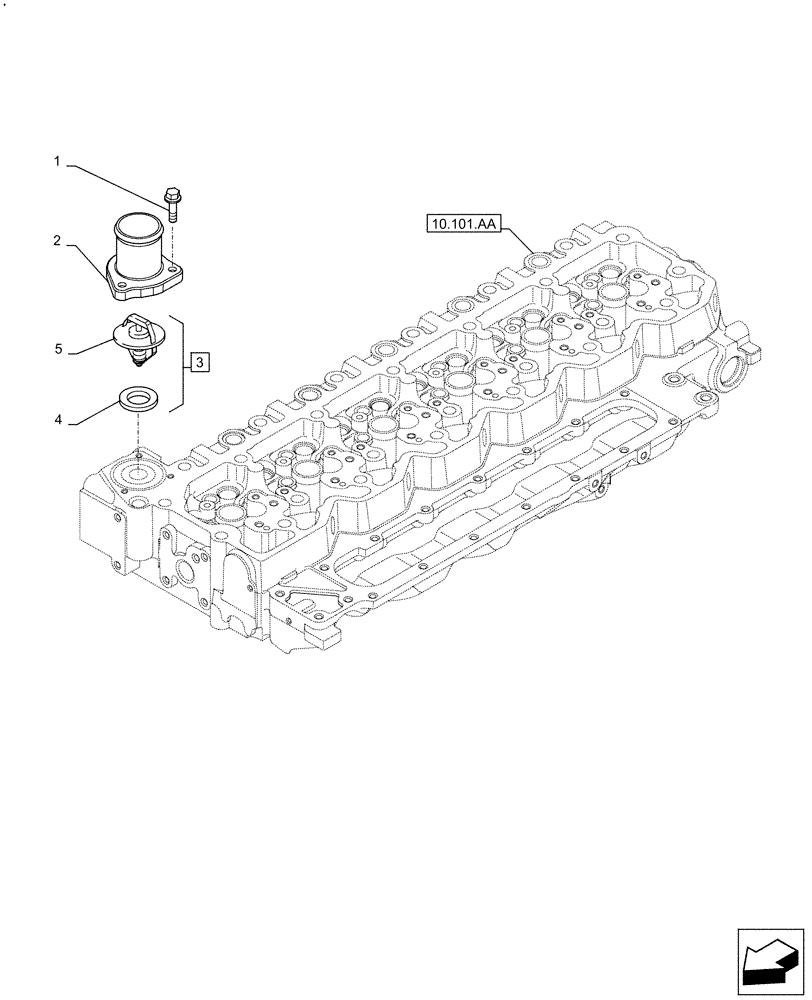 Схема запчастей Case F4HFA613K E003 - (10.400.BC) - THERMOSTAT (10) - ENGINE