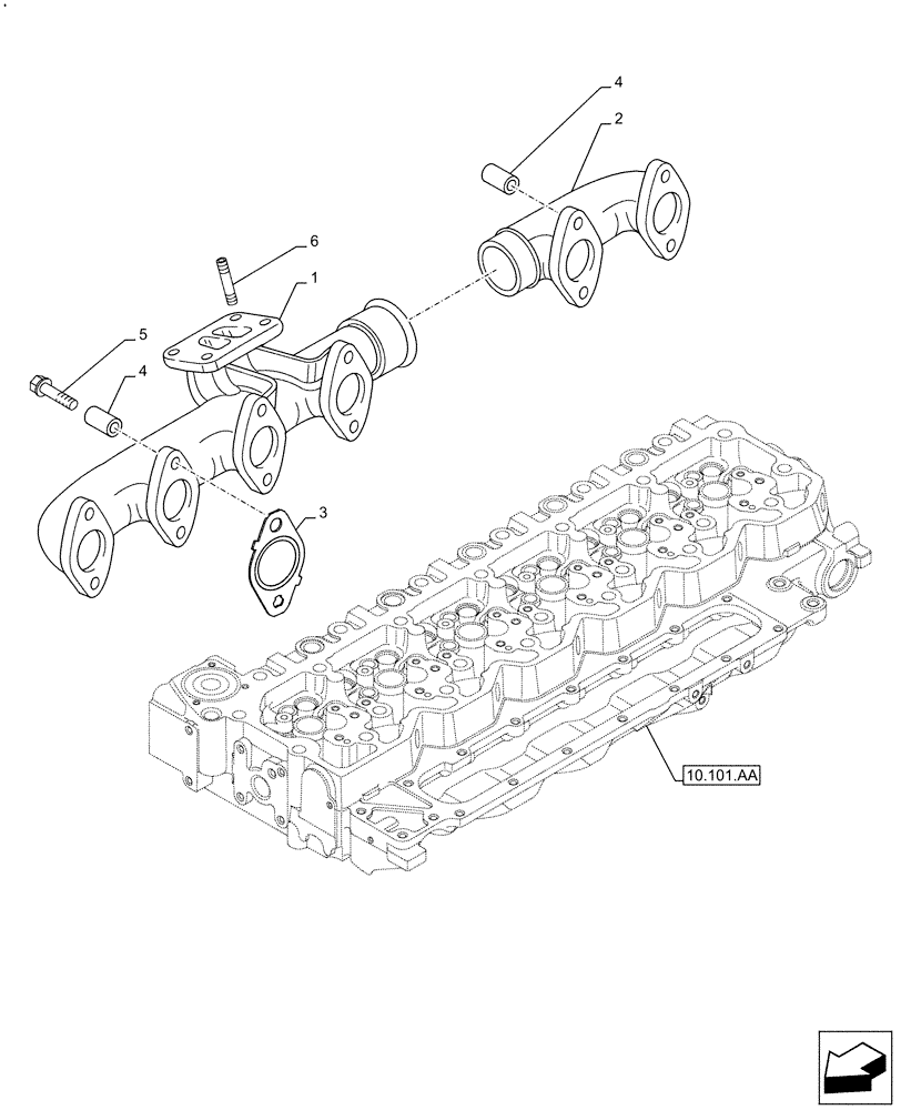 Схема запчастей Case F4HFA613K E003 - (10.254.AC) - EXHAUST MANIFOLD (10) - ENGINE