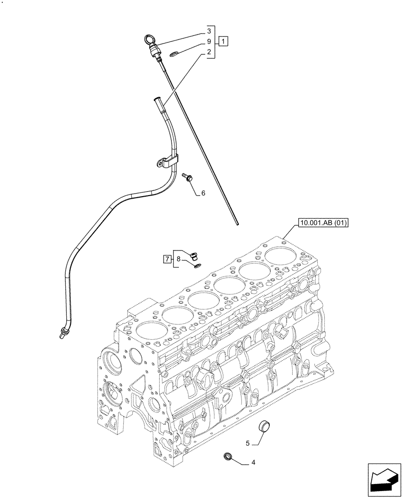 Схема запчастей Case F4HFA613K E003 - (10.304.AS) - DIPSTICK (10) - ENGINE