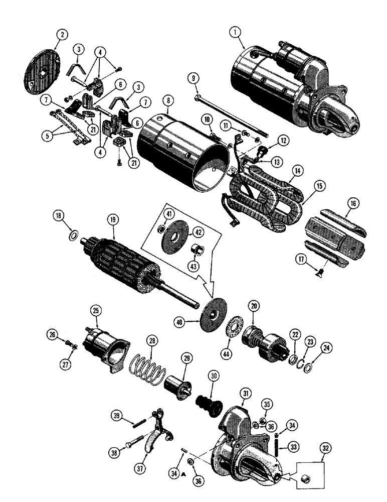 Схема запчастей Case W9A - (055G) - A20873 STARTER, GASOLINE (04) - ELECTRICAL SYSTEMS