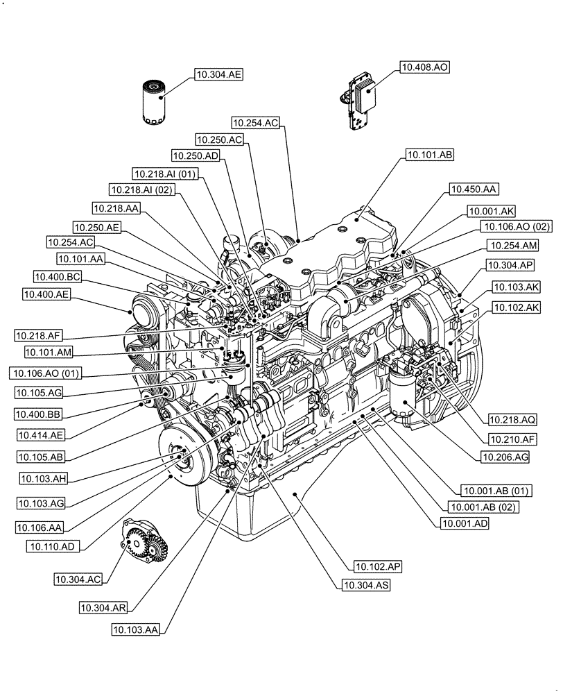 Схема запчастей Case F4HFA613K E003 - (00.000.10) - PICTORIAL INDEX - ENGINE (00) - GENERAL & PICTORIAL INDEX