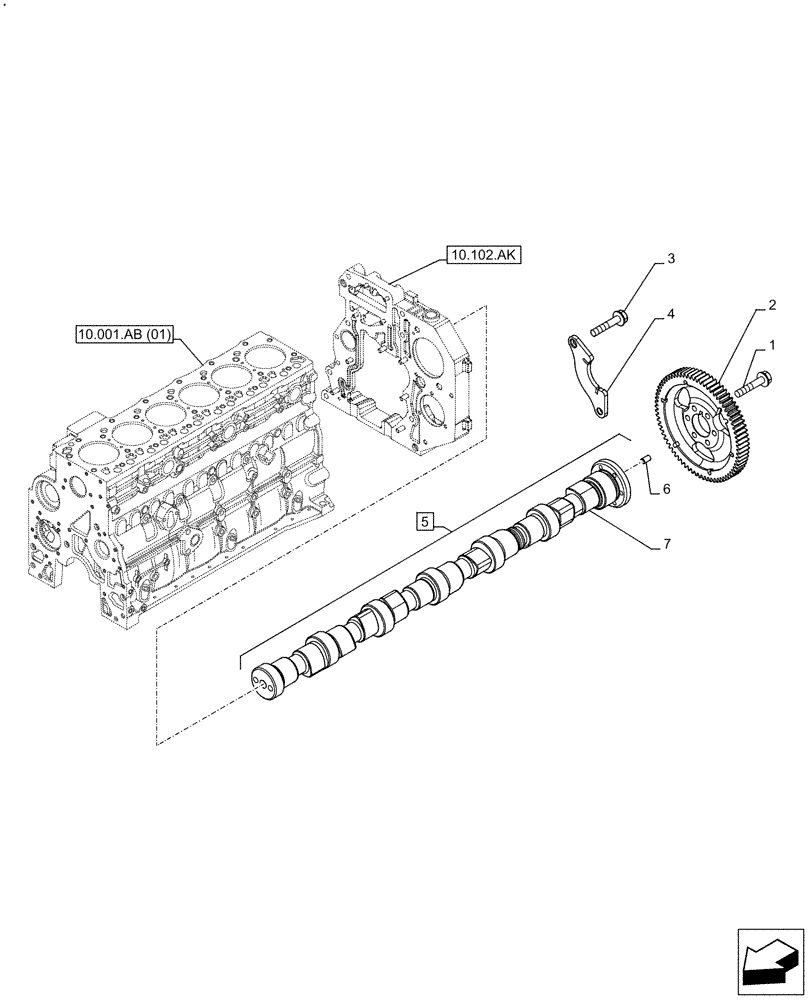 Схема запчастей Case F4HFA613K E003 - (10.106.AA) - CAMSHAFT (10) - ENGINE