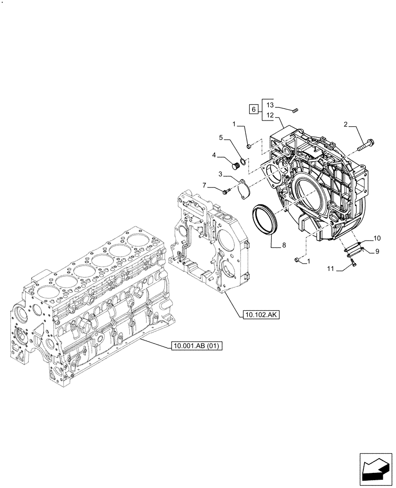 Схема запчастей Case F4HFA613K E003 - (10.103.AK) - ENGINE FLYWHEEL (10) - ENGINE