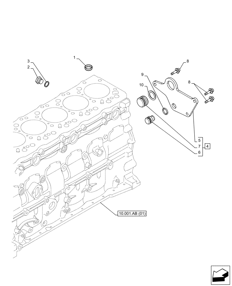 Схема запчастей Case F4HFA613K E003 - (10.304.AP) - RADIATOR HOSE (10) - ENGINE