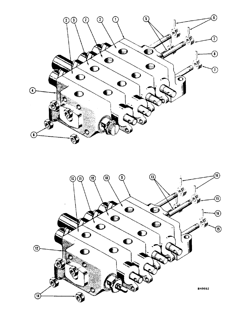 Схема запчастей Case 1000 - (292) - R14055 AND 72361 EQUIPMENT CONTROL VALVES (07) - HYDRAULIC SYSTEM