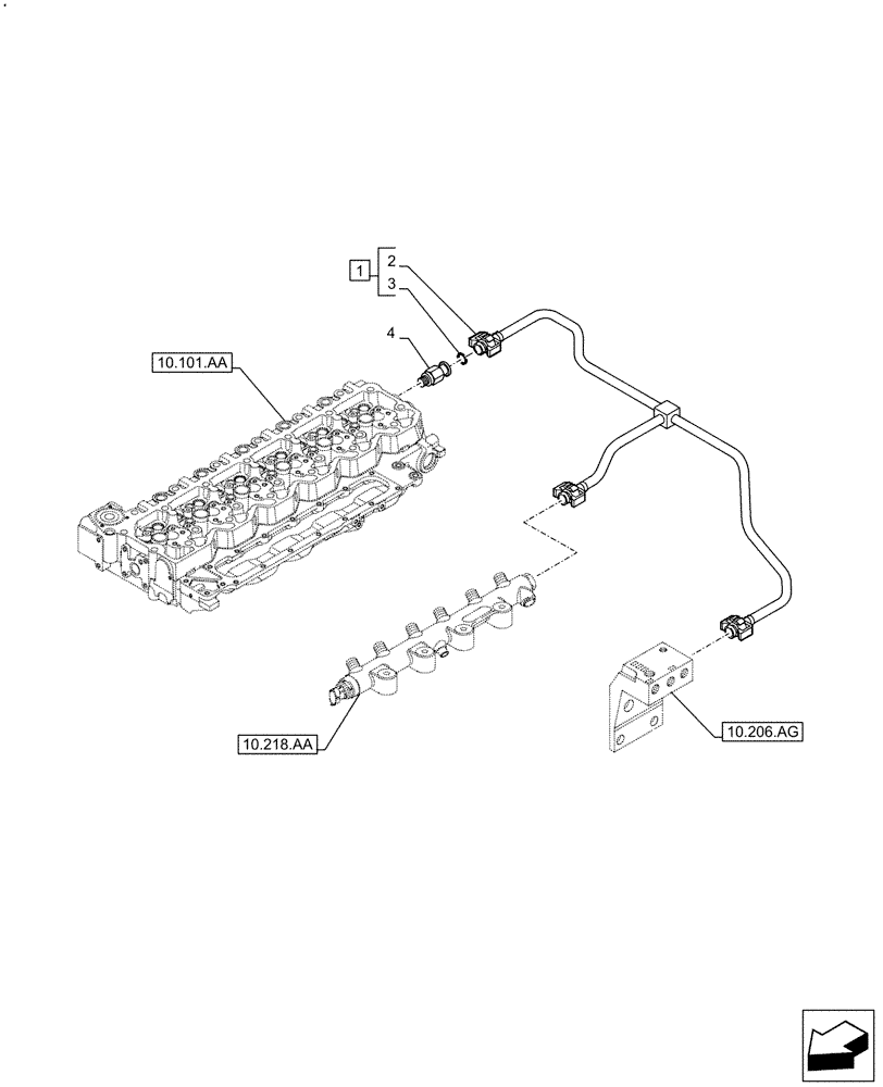Схема запчастей Case F4HFA613K E003 - (10.218.AI[02]) - FUEL LINE, PIPE (10) - ENGINE