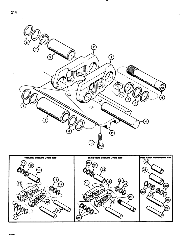 Схема запчастей Case 1150C - (214) - TRACK CHAIN (11) - TRACKS/STEERING